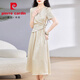 皮爾卡丹（pierre cardin）新中式國風(fēng)醋酸連衣裙夏季新款2025高級感寬松假兩件真絲緞面裙子 淺卡 L 105-115斤
