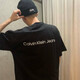 CALVIN KLEIN JEANS/CK【多尺碼選擇】純棉短袖男女同款夏季2025新款K刺繡字母百T恤 短袖浮雕 黑色?Calvin Klein XL ?Calvin Klein
