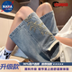 NASALIKE新中式刺繡牛仔短褲男女夏季薄款寬松復(fù)古中褲潮牌寬松水洗五分褲 【高質(zhì)量升級(jí)版】藍(lán)色 XL 建議體重130-140斤