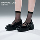 DAPHNE LAB【沈月楊冰怡同款】方糖雙扣帶瑪麗珍鞋厚底增高法式復古小皮鞋女 黑色 36