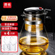 然也飄逸杯按壓式內膽加厚耐熱玻璃茶水分離泡茶壺功夫茶具 飄逸杯【SY1800】贈4杯 1800ml