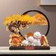 歐梵普（oufanpu）招財(cái)貓發(fā)財(cái)樹擺件開業(yè)禮物店鋪前臺(tái)流沙畫裝飾品客廳喬遷新居禮物 招財(cái)貓擺件【金錢袋+黑框黃沙】 【財(cái)源滾滾-招財(cái)聚寶】