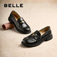 百麗（Belle）海鷗米色樂福鞋女2025春新商場同款通勤百搭鞋D7D1DAA5 黑色 37 (235mm)