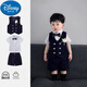 迪士尼（Disney）嬰幼兒西裝套裝夏季寶寶衣服夏裝洋氣周歲禮服男童夏款生日三件套 藏青西裝套裝 100 cm