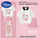 迪士尼（Disney）女童夏季Polo衫套裝中大童洋氣卡通線條小狗印花t恤百褶裙兩件套 白色Polo衫+粉色短裙 150 cm