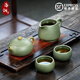 洛湘宜興紫砂壺純手工泡茶壺家用紫砂茶器原礦豆青砂扁西施壺高檔禮品 豆青砂扁西施壺