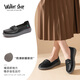 Walker Shop奧卡索職場(chǎng)平底豆豆鞋女單鞋一腳蹬樂(lè )福鞋女?huà)寢屝珼151059黑色37