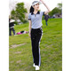 皮爾卡丹（pierre cardin）高端休閑運(yùn)動(dòng)套裝女夏2025新款網(wǎng)紅炸街洋氣拉鏈polo 1647-灰色上衣+黑色褲子 2XL