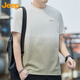 吉普（JEEP）短袖T恤男士圓領(lǐng)夏季潮流漸變色休閑上衣寬松涼感男裝 卡其 XL