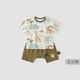 巴厘小豬男童套裝薄款夏季短袖T恤大屁屁褲兒童兩件套嬰幼兒衣服寶寶夏裝 萌寵遛彎記 100