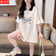 格邏依（GELUOYI）設計感polo衫短袖t恤女2026刺繡中長款寬松顯瘦上衣遮臀減齡女裝 白色 XL 【130-155斤】