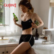 古今（GUJIN）春夏新品冰絲睡衣女吊帶純欲性感家居服V領(lǐng)短睡褲仿真絲套裝