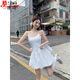 慕瑤雨芭蕾風(fēng)吊帶連衣裙女2025夏季新款白色收腰顯瘦設(shè)計(jì)感花苞裙短裙子 白色 M 90-110斤