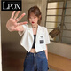 LPOX網(wǎng)紅小西服短袖外套女夏薄款垂感韓版寬松設(shè)計(jì)感黑色短款西服小眾 白色 S