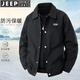 JEEP SPIRIT 1941 ESTD吉普夾克男春秋外套男士休閑簡約純色百搭舒適時尚上衣商務(wù)男裝 黑色 XL （建議130-150斤）