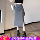 歐貝汐灰色高腰開叉半身裙2025夏新款設(shè)計(jì)感綁帶不規(guī)則包臀A字中長(zhǎng)裙女 灰色 M
