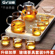 定梧玻璃茶具整套茶具泡茶壺茶杯套裝家用功夫茶具帶過濾辦公室喝茶杯 玻璃茶具套裝【9件套】