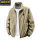 閬爵保羅外套春秋季休閑大碼寬松男大碼立領(lǐng)戶(hù)外薄款沖鋒上衣 卡其色 XL （130-150斤）