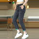 九分牛仔褲男修身秋季新款男士九分褲小個(gè)子9分彈力小腳休閑褲男 黑灰款九分褲 31 碼