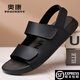 奧康勃肯涼鞋男款夏季2025新款外穿沙灘鞋男士真皮拖鞋爸爸休閑皮涼鞋 黑色-1255721025H 42