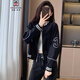 AEMAPE春秋季外套女新款棒球服百搭繡花設(shè)計(jì)感小個(gè)子休閑運(yùn)動(dòng)短夾克上衣 黑色 M 建議100-110斤