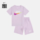 耐克（NIKE）官方男女童幼童T恤和短褲套裝夏季經(jīng)典輕便舒適II6486 537粉紫 130 L