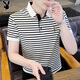 花花公子（PLAYBOY）短袖T恤男士POLO打底衫夏季冰絲半袖高端內(nèi)搭男裝潮牌修身上衣服