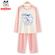 巴布豆兒童睡衣家居服套裝男童純棉親膚透氣女童薄款空調服【7A抗菌】 【長(cháng)袖款】粉 彩虹小麗 120
