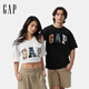 Gap男女裝2025夏季新款格紋貼布繡logo短袖T恤寬松多色上衣729330 白色 S (165/88A) 亞洲尺碼