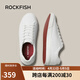Rockfish小白鞋女平底板鞋2024新款秋季休閑皮面軟底百搭女鞋 女款系帶單層 38