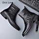 DICK LANE 迪克.雷恩品牌馬丁靴男2025冬季新款高幫男靴商務(wù)正裝加絨尖頭切爾西男靴 19509-1黑色四季款 39