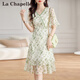 拉夏貝爾（La Chapelle）短袖雪紡連衣裙女裝2025夏季新款新中式時(shí)尚中長款小個(gè)子夏天裙子 圖片色 M