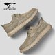 七匹狼男鞋秋季2025新款冰絲帆布鞋男透氣薄款超輕軟底休閑鞋舒適通勤鞋 卡其 41
