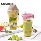 Glasslock卡通玻璃隨手杯咖啡飲品杯韓國清新可愛(ài)學(xué)生水杯便攜式 小豬450ml【贈吸管】