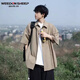 威登羊（WEEDON SHEEP）夏季日系風(fēng)格穿搭工裝短袖t恤男生衣服搭配帥氣上衣套裝衣服男裝 卡其色外套【單件 XL
