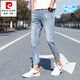 皮爾卡丹（pierre cardin）九分牛仔褲男夏季薄款小腳修身顯瘦韓版男褲潮流百搭休閑9分褲子 淺藍色HP303 31