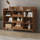 詩(shī)情木語(yǔ)落地書(shū)柜實(shí)木書(shū)架格子柜儲物柜雜物柜客廳一體靠墻矮柜組合柜子 升級款胡桃色100cm【層板加厚】