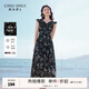 秋水伊人優(yōu)雅氣質(zhì)V領碎花裙2025年夏季新款女百搭荷葉邊袖連衣裙 黑色 M