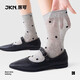 JKN波點(diǎn)襪子女夏薄款中筒襪【miu系灰色】網(wǎng)眼透氣卷邊堆堆襪配皮鞋