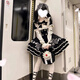 閃動(dòng)少女（SHANDONGSHAONV）Lolita心動(dòng)玩偶洋裝黑粉甜lo蛋糕裙Lolita古早蝴蝶 黑色op+邊夾+接袖 M (110-120斤)