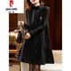 皮爾卡丹（pierre cardin）無(wú)袖小香風(fēng)氣質(zhì)連衣裙貴氣百搭顯瘦背心裙2025年秋冬新款女裝 暗夜黑 XL 【125-140斤】