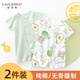 溜溜果2件裝嬰兒衣服薄款夏季短袖連體衣0-3個(gè)月新生兒哈衣寶寶外出夏裝 薄款短袖(綠色小熊+牛油果小熊） 73cm
