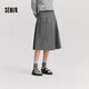 森馬（Semir）森馬半身裙女仿毛呢裙子24冬新款A字百褶裙遮胯顯瘦109724120001