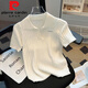 皮爾卡丹（pierre cardin）冰絲針織短袖T恤女純色POLO領衫2025夏季設計感別致修 白色【氣質(zhì)迷人】今年流行的輕奢 M 建議95-105斤