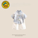 G. DUCKKIDS兒童套裝漢服男童周歲禮服男寶寶夏季國風(fēng)套裝新款中式古裝2025小 藍色短袖套裝 90