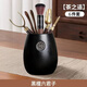 恩壽溯茶道六君子實木6件套古風(fēng)茶具配件茶夾茶則養(yǎng)壺筆泡茶用具 黑陶茶道六君子【六件套】