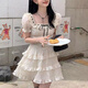 伊琦蕾（YIQILEI）夏季甜美波點(diǎn)連衣裙女夏季泡泡袖收腰顯瘦蓬蓬公主蛋糕氣質(zhì)短裙子 蓬蓬短裙  S