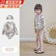 眺德高女童夏季泳衣小女孩夏款洋氣碎花泳裝女寶寶夏天海邊游泳套裝 藍色碎花泳衣 【送帽子】 110 【建議20-45斤】