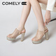 康莉（COMELY）商場(chǎng)同款高跟涼鞋女25年夏季防水臺(tái)魚嘴涼鞋羅馬涼鞋 金色 36