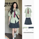 鹿依檸新款連衣裙女2025夏季女裝韓系減齡學(xué)院風(fēng)jk制服百褶套裝裙子夏天 綠色上衣+灰色百褶裙 M
